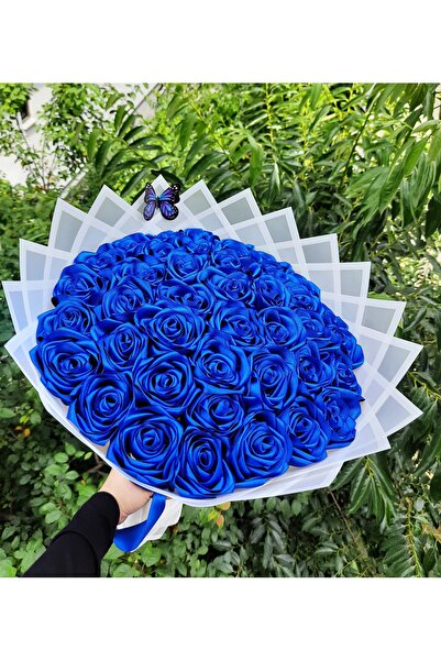 BUKET DÜNYASI 41 Li Led Işıklı Solmayan Gül Buketi MAVİ Gül Dışı BEYAZ Isteme, Söz, Nişan, Mezuniyet Için Ideal