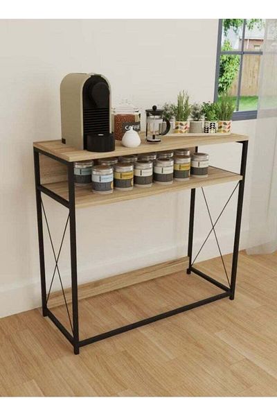 AGD Coffee Table, Console Entry Table for Organizing and Storage - Brown/Black