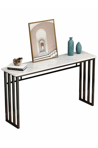 AGD Entryway Console Table, Marble Design MDF Narrow Sofa Table for Hallway Living Room