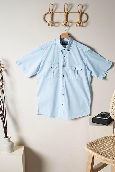 Brothers Ανδρικό πουκάμισο Comfort Fit με κοντό μανίκι με διπλή τσέπη που πλένεται από ποπλίνα Fargo Ss B01.251.387 - M