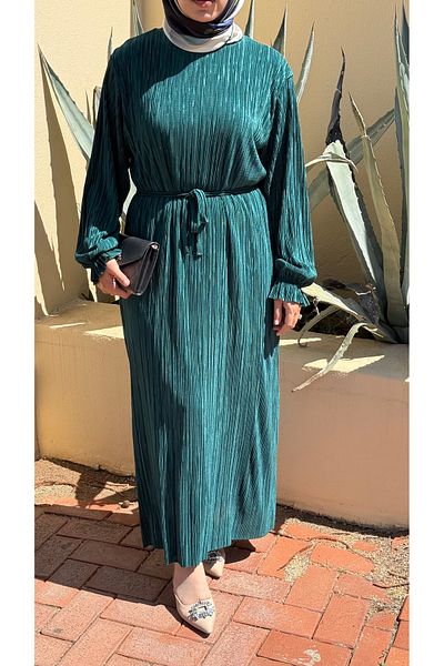 KE DESIGN Pleated Plus Size Hijab Dress