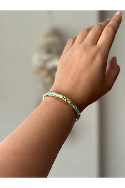 Beloria Mineli Oval Green Steel Bracelet