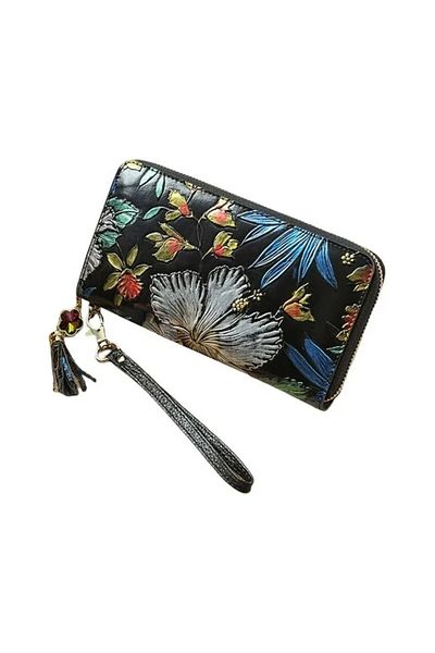 Clavi Women's Wallet Made of Genuine Leather Clavi, Three-Dimensional Print, RFID, 20x10.5x2.5 cm, Black
