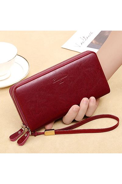 Clavi Genuine Leather Women's Wallet, Rfid Protection, Dimensions 20x10 X4 Cm, Grenade Red
