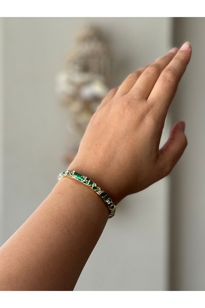 Beloria Mineli Gold Stone Steel Bracelet