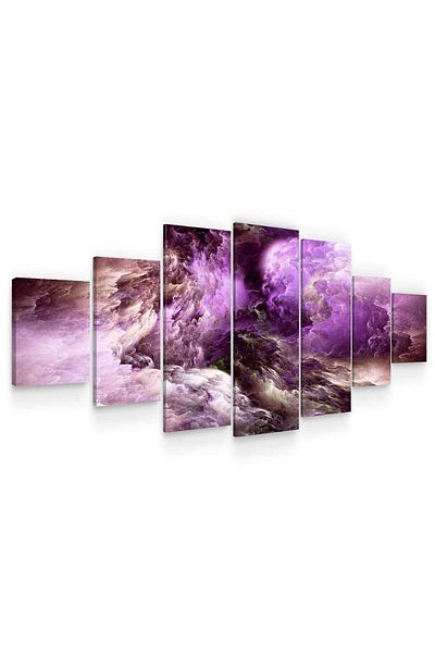 startonight Set Tablou DualView Startonight Violet abstract, 7 piese, 100 x 240 cm