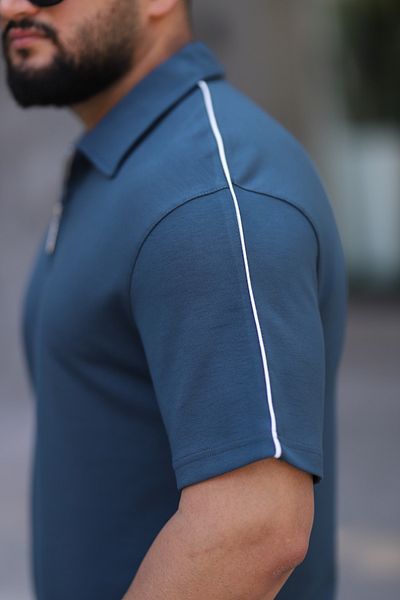 cto your style Men's Polo Neck T-Shirt Comfortable Tooling Zipper Detailed Bottom Top Suit