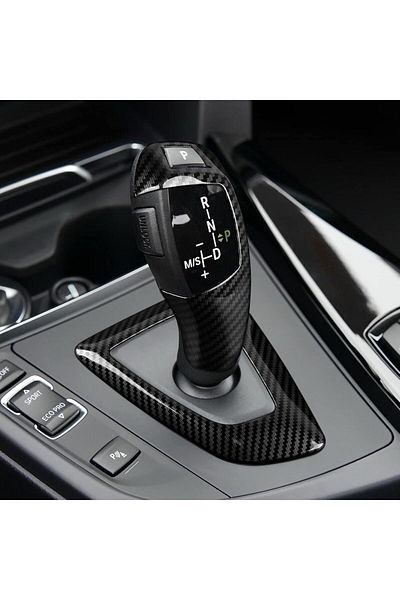 LUXE AKSESUAR Bmw (3-5 Series) F10 F18 F30 F31 F20 F21 F22 Carbon Fiber Gear Shift Knob Cover Protection Set of 2