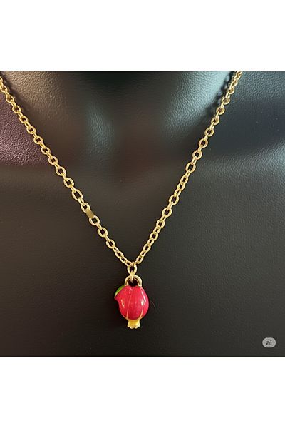 Esra Butik Hane Icon of Elegance: Gold Color Steel Necklace with Pomegranate Figure