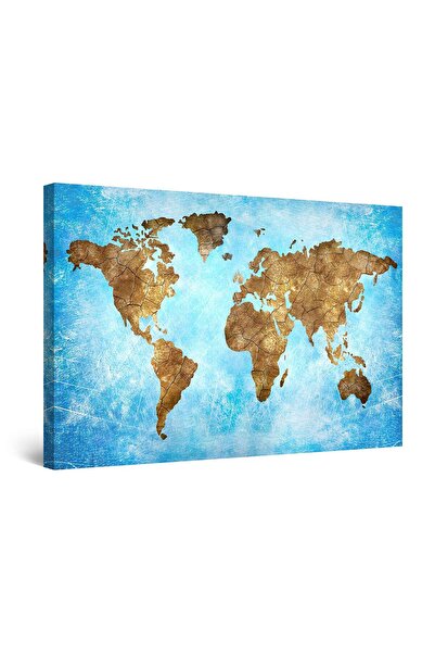 startonight Tablou DualView Startonight Harta lumii in albastru, 90 cm x 60 cm