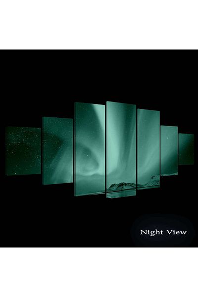 startonight Set Tablou DualView Startonight Aurora Boreala , 7 piese, 100 x 240 cm
