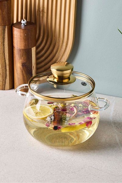GUNES ZUCCACIYE Roy Gold 1200 ml Borosilicate Glass Pot