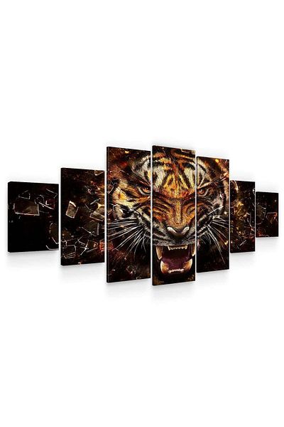 startonight Set Tablou DualView Startonight Tigru puternic, 7 piese, 100 x 240 cm