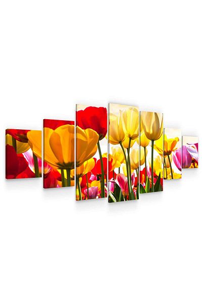 startonight Set Tablou DualView Startonight Lalele Multicolore, 7 piese, 100 x 240 cm