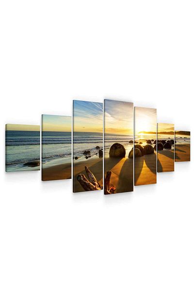 startonight Set Tablou DualView Startonight Rasarit la plaja, 7 piese, 100 x 240 cm