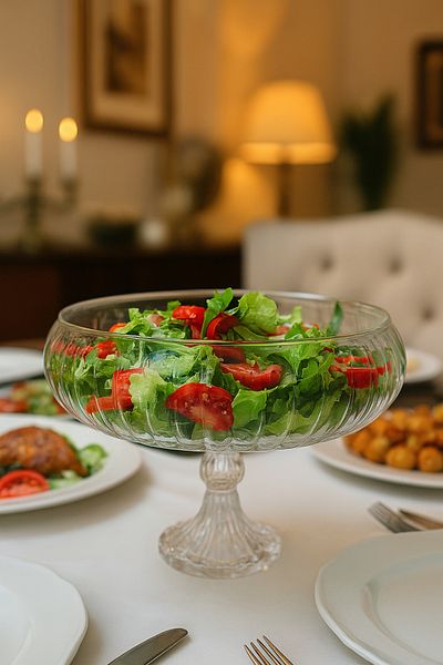 LUMİNA Handmade Standing Glass Presentation Bowl 24 cm