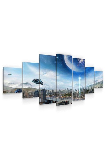 startonight Set Tablou DualView Startonight Oras din viitor, 7 piese, 100 x 240 cm