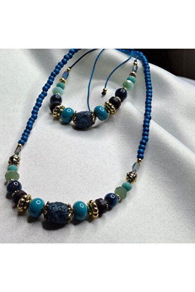 azra takı tasarım Handmade, Authentic Short Women's Necklace and Bracelet Set