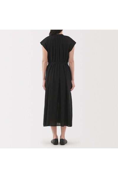 Muji High Twisted Veil French Sleeve Dress