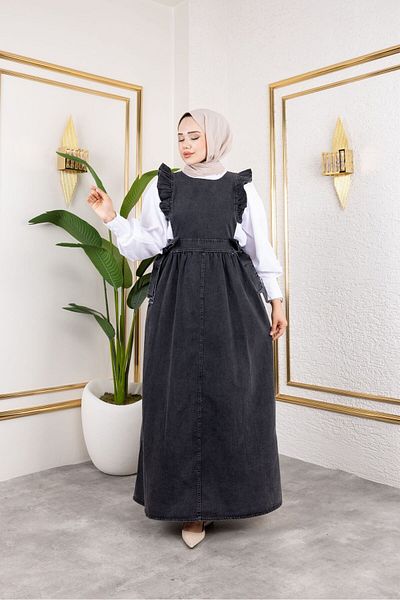 exxitcollection Gilet de blugi pentru femei, rochie de blugi slopet 140 cm