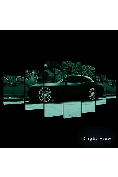 startonight Set Tablou DualView Startonight Masina neagra, 7 piese, 100 x 240 cm
