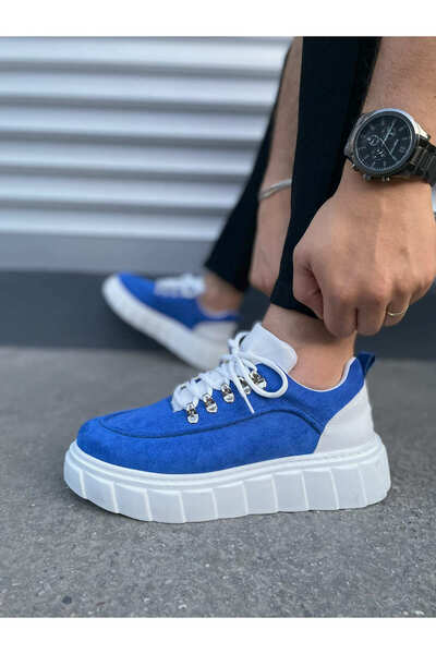 Joy Ayakkabı Jy010 Cloud Lace-Up Suede Men's Casual Sneaker Shoes Sbt - Blue/White