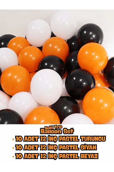 Mielibon Bold Trio Balloon Set – Pastel Orange, Black and White Balloon Combination |   Party & Decoration Balloons