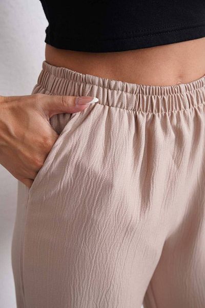 Gülmude High Waist Wide Leg Daily Fabric Pants with Elastic Waist
