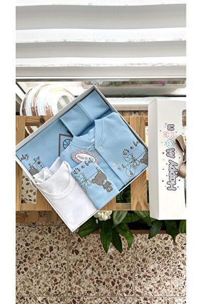 Happy Moon Bebek giyim erkek bebek hastane çıkışı yenidoğan seti %100 pamuk 0-2 ay tulum body zıbın Happy Moon