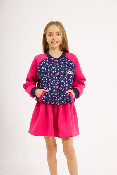Marka Sensin Kids Girl's Scuba Fabric Lined College Jacket Skirt 2-Piece Set