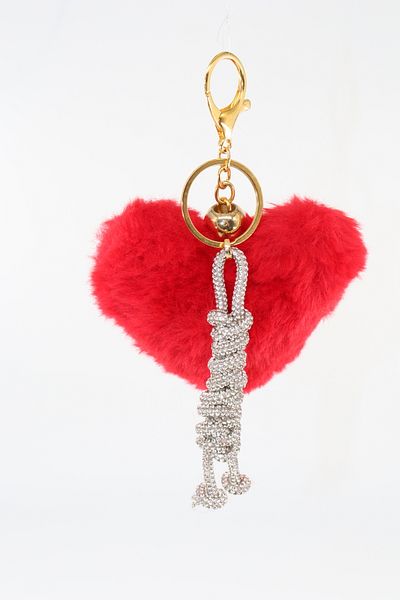 KEEBA Multi Keychain Bag Ornament Charm. Car Mirror Ornament. Keychain Plush Heart Knitted Rope Bag Charm