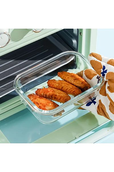 CİHO 2 Pieces 410 ml Small Size Glass Ziplock Vacuum Rectangular Airtight Lid Storage Container