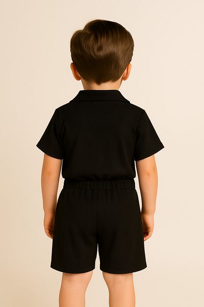 DUBAİ ÇOCUK Boy's Short Sleeve Button Shorts Suit
