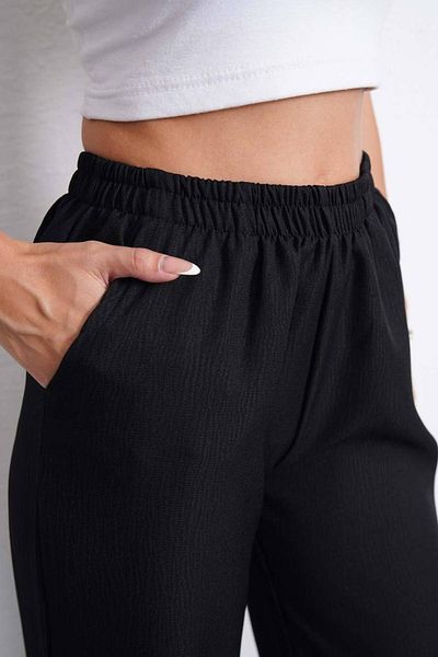 Gülmude High Waist Wide Leg Daily Fabric Pants with Elastic Waist