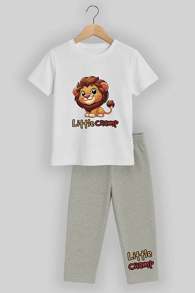 peki baby&kids Peki Erkek Çocuk Lakos Lion Yellow Red Champion Fanatic Printed Pajama Set 19559