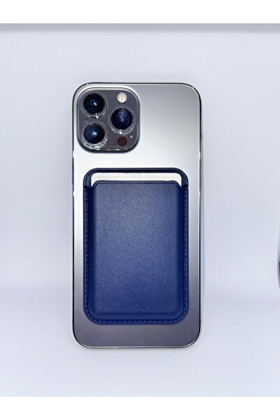 Store Lacivert_Tüm Iphone Modelleri İle Uyumlu Magsafe Özellikli Deri Manyetik Cüzdan Kartlık