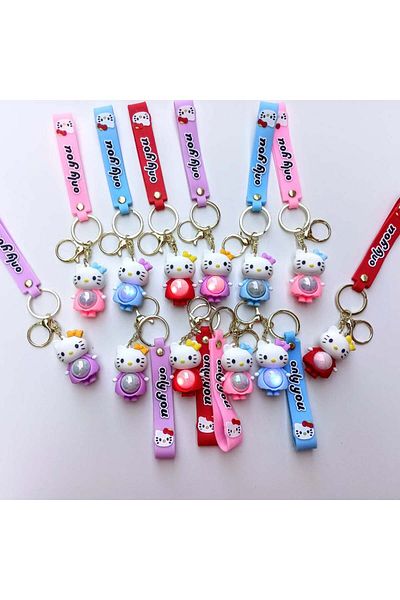 Wolawood 3D Led Lighted Cute Mascot Keychain Colorful Effect Bag Car Ornament Cute Figure Gift 1 Piece