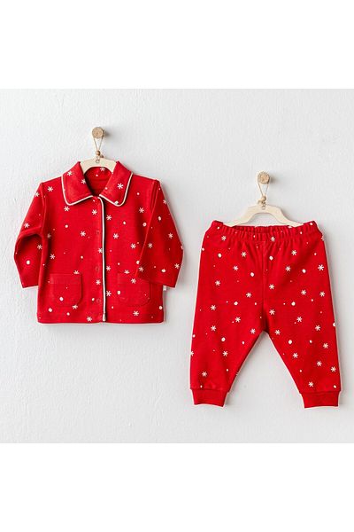 MBB ETİCARET Andywawa Ac25329 Happy Newyear Baby Pajama Set Red