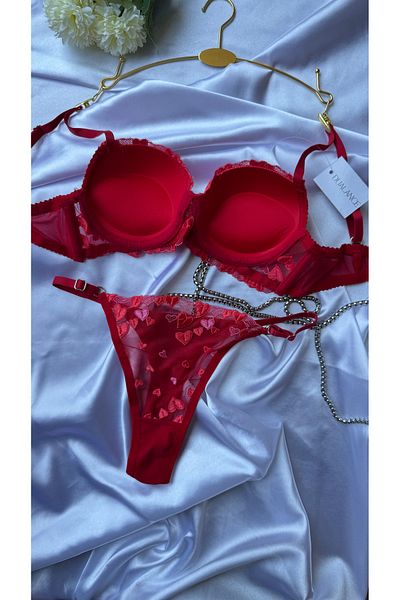DUALANCE Supported Floral Patterned Underwire Brode Bra Set