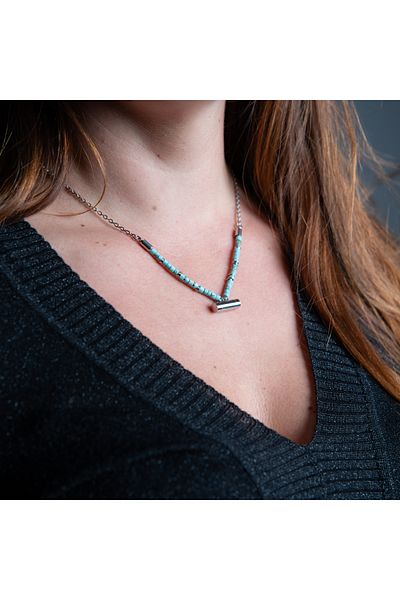 tzachebot Mediterranean vibes silver aromatherapy necklace, with diffuser for essential oil or perfume