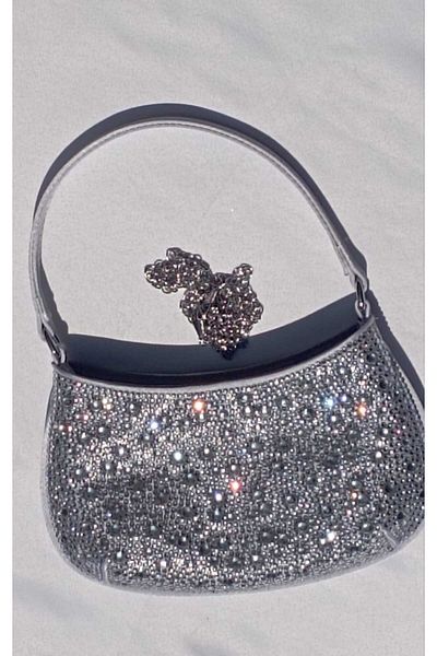 Şarra Gossi Stoned Silver Evening Dress Bag Sports Evening Bag Stoned Evening Bag