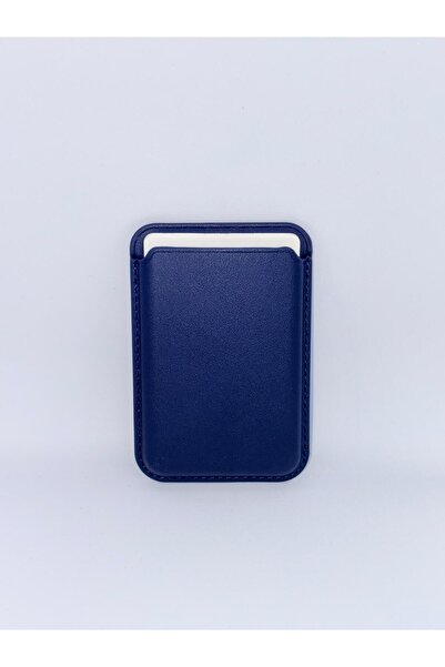 Store Lacivert_Tüm Iphone Modelleri İle Uyumlu Magsafe Özellikli Deri Manyetik Cüzdan Kartlık