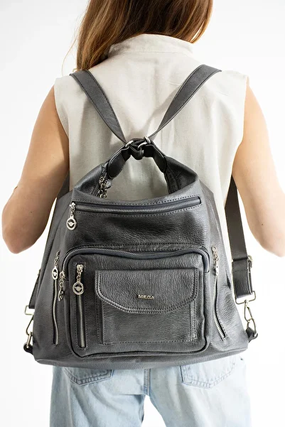 H&D COLLECTİON Large Size Soft Leather Both Back and Shoulder Bag 540