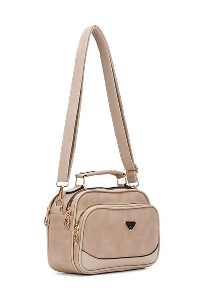 Linatigers Women's Mink Three-Compartment Cross Strap Hand and Shoulder Bag