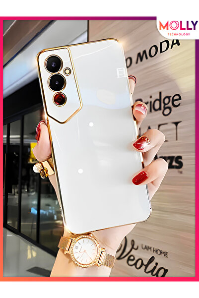 Molly Luxury Silicone Case with Pearl White Edges and Gold Detail for Tecno Pova Neo 2