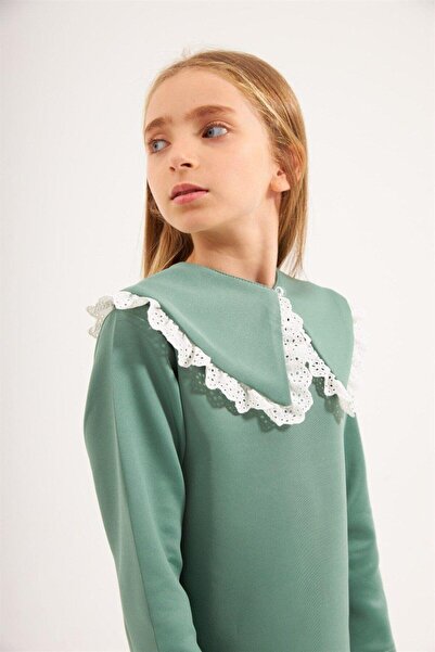 Marka Sensin Kids Girl's Mobile Collar Blouse Brode Detailed 2-Piece Set