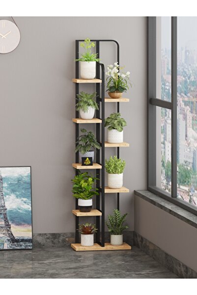 Cosargroup Saksılık Dekoratif 9 Bölmeli Çiçek Saksı Sıtandı Çok Katlı Dekoratif Çiçeklik 9 Raflı Metal Çiçeklik