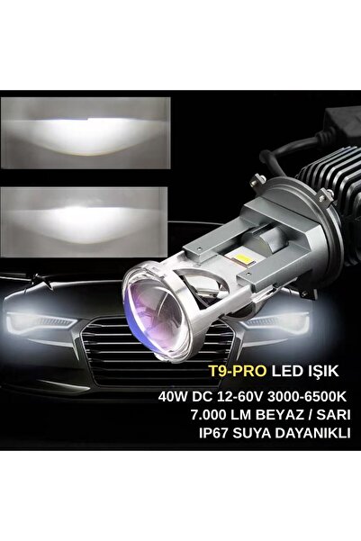DEKOHOP H4 Far Ampül Lazer Mercekli T9-Pro Luxury Ayarlı Mini Bi-Led Far Ampülü