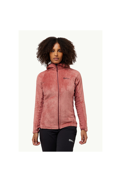 Jack Wolfskin بلوزة صوف نسائية بغطاء للرأس من Rotwand