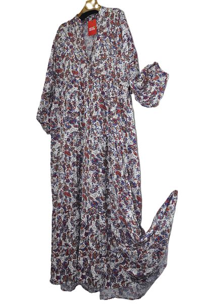 elma abone Yazlik Viscosa Half Buttoned Patterned Dress
